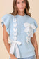 Weaved Ribbon Bow Detail Sweater Knit Top