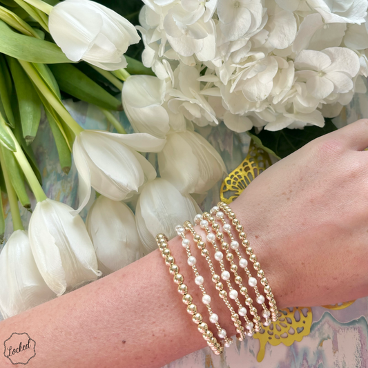Classic Gold Filled & Mother of Pearl Beaded Bracelet - 31