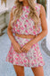 LDC Floral Print Puffy Cropped Tank and Mini Skirt Set