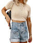 High Waist Folded Hem Denim Shorts