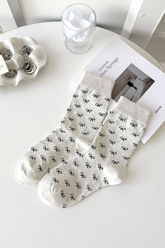 Bow Knots Ribbed Edge Crew Socks