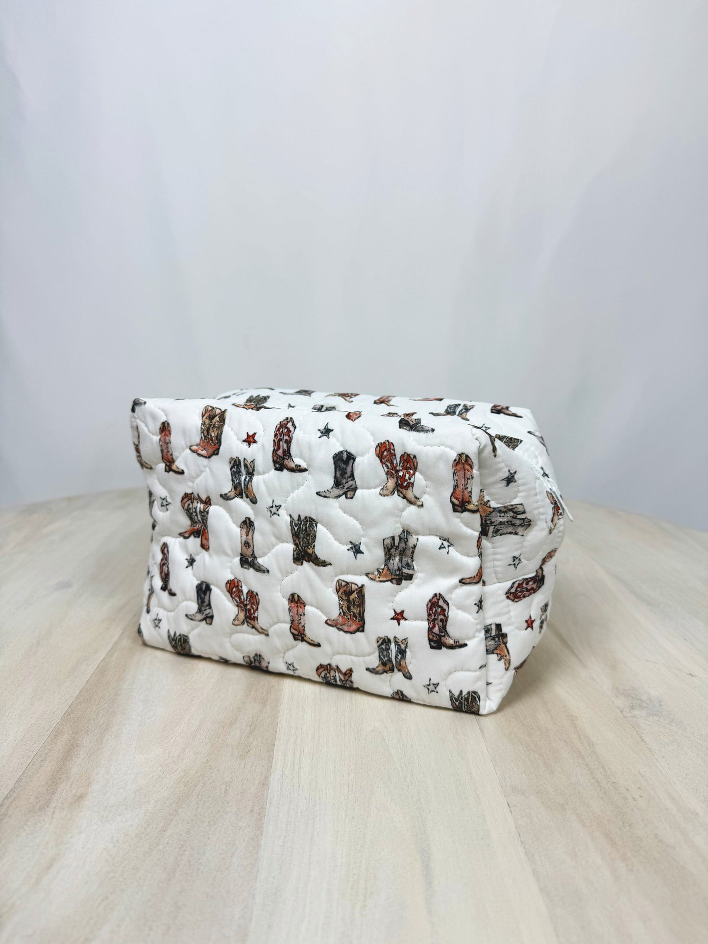 Thunderbird Boots Sand Quilted Large Makeup Bag