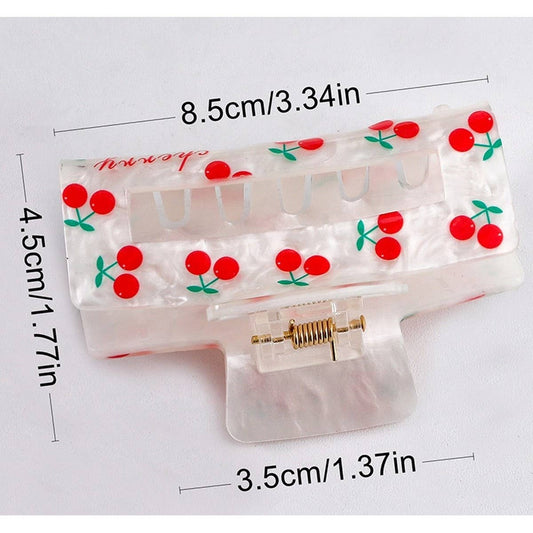 CHERRY HEART STRAWBERRY RECTANGLE HAIR CLAW CLIP