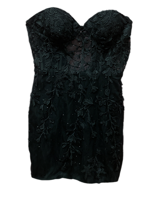 Black Sheer Strapless Stacees Hoco Dress