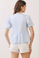 Printed Split Neck Peplum Puff Sleeve Top