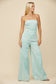BOHO MINERAL WASH WIDE LEG DENIM JUMPSUIT
