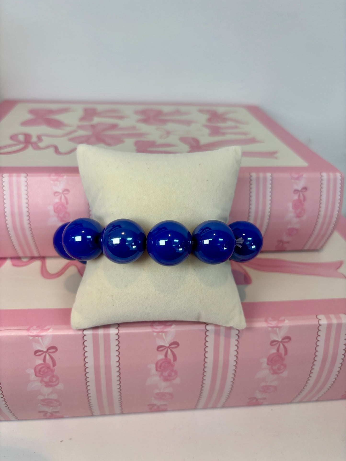 Royal Blue Chunky Bubble Bead Stretch Bracelet