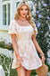 Floral Puff Sleeve Square Neck Knot Open Back Mini Dress