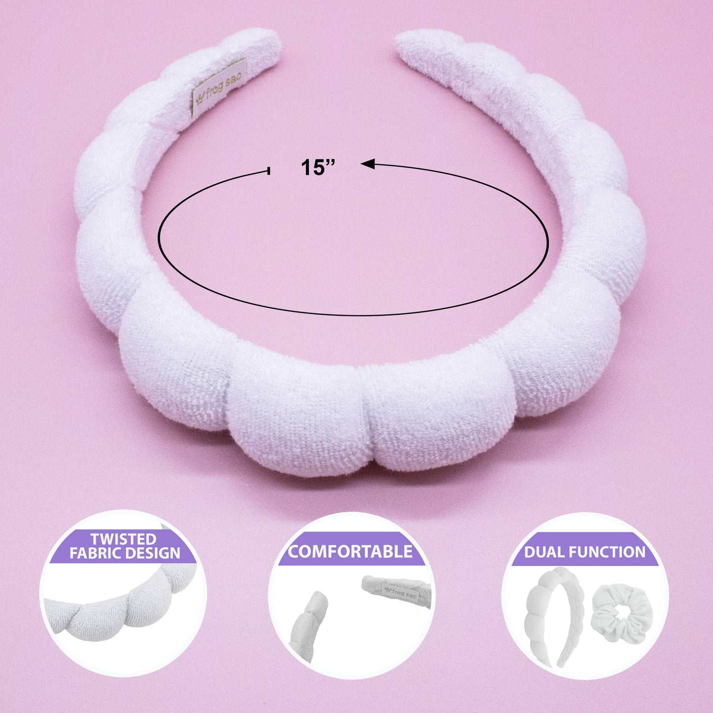 Youth Spa Headband - Skincare Headband & Scrunchie Wristband Set