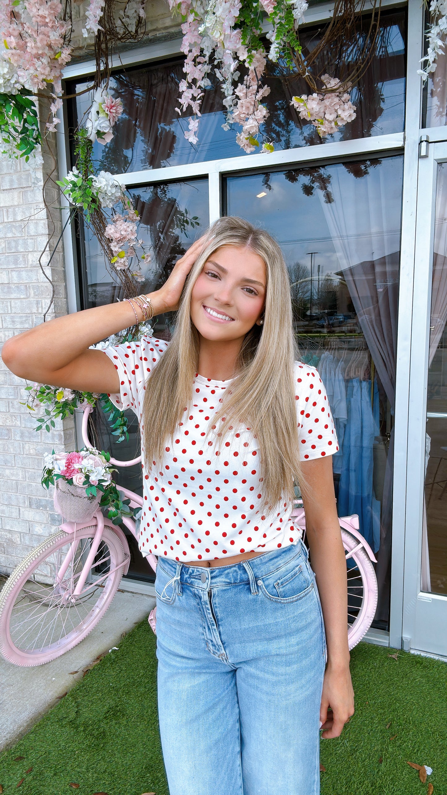 Red & White Polka Dot Top