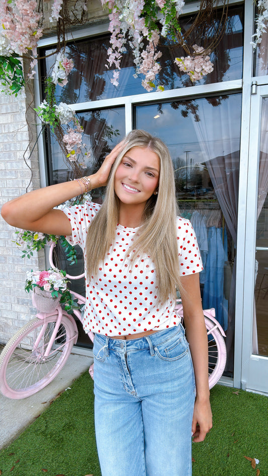 Red & White Polka Dot Top