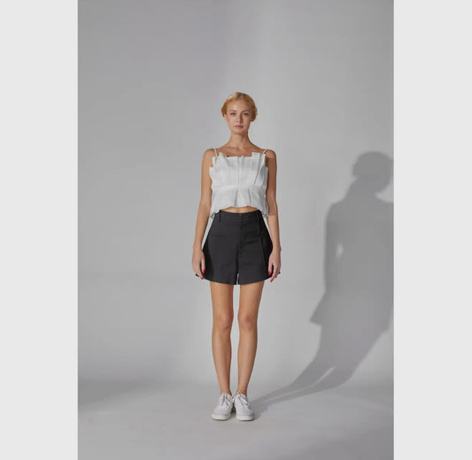 Black High Waisted Shorts with Belt Loop