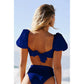2PCS Solid Color Puff Sleeves Sexy Swimwear