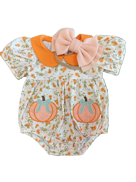 Floral Pumpkin Bubble Romper