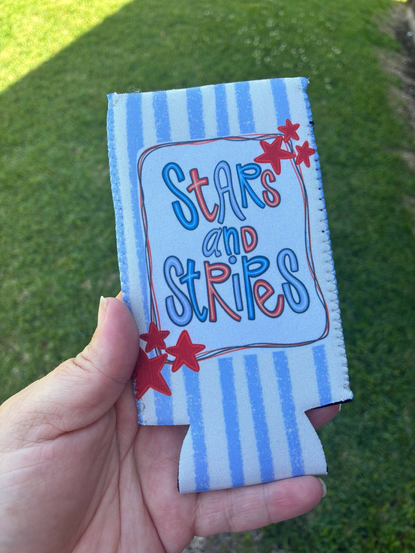 Stars and Stripes patriotic koozie for the 4th of July