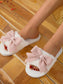Bow Knot Decor Open Toe Plush Slippers