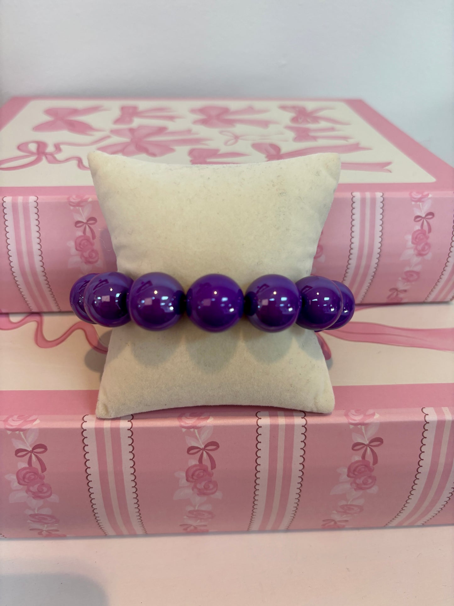Purple Chunky Bubble Bead Stretch Bracelet