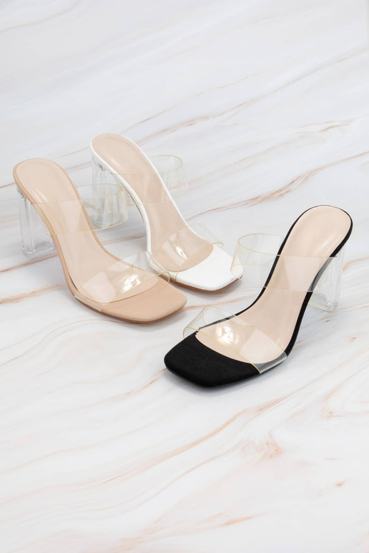 CLEAR DOUBLE STRAP TRANSPARENT HEELED SANDAL