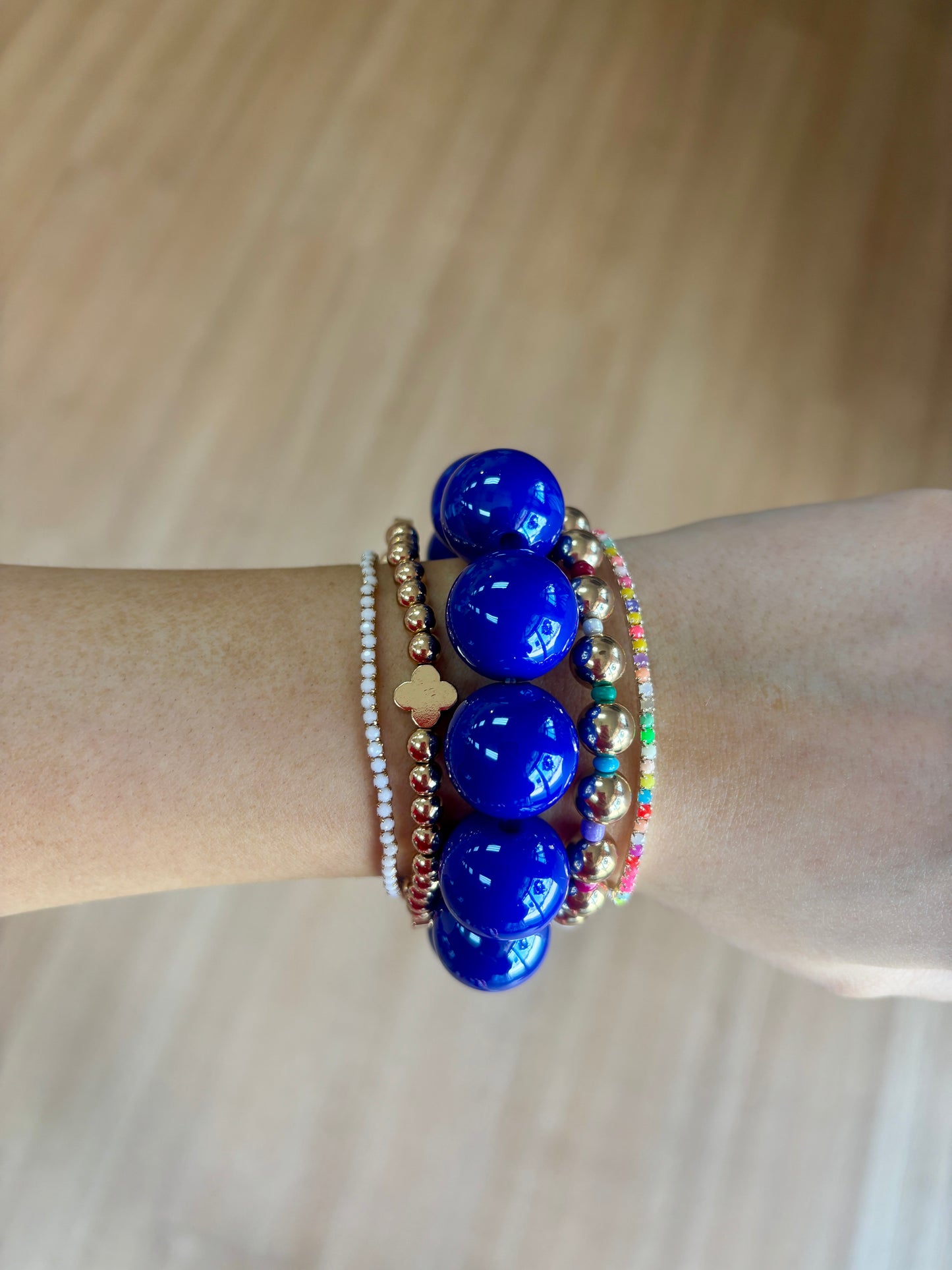 Royal Blue Chunky Bubble Bead Stretch Bracelet