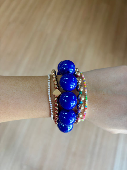 Royal Blue Chunky Bubble Bead Stretch Bracelet
