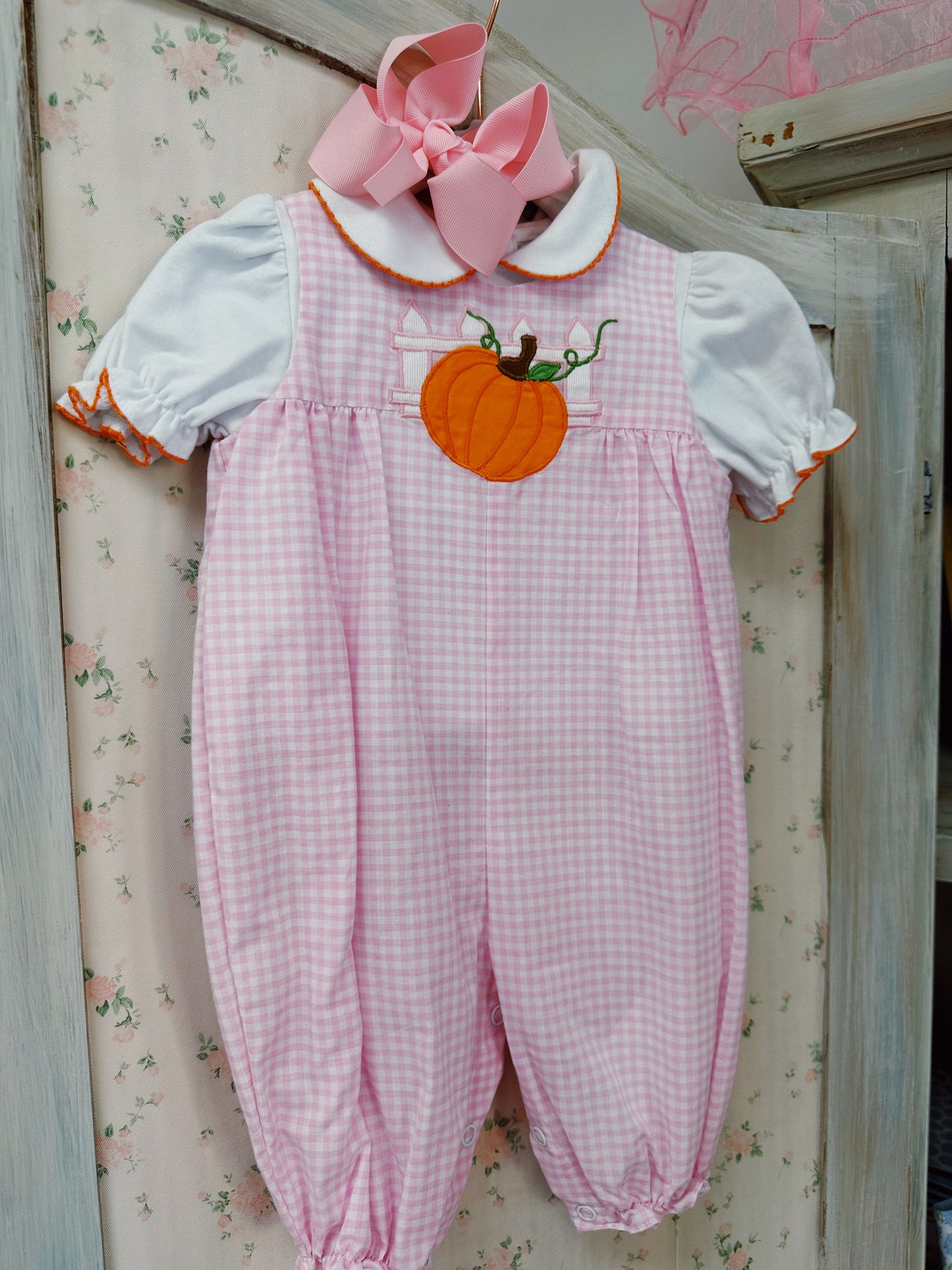 Pink Gingham Pumpkin Long Bubble