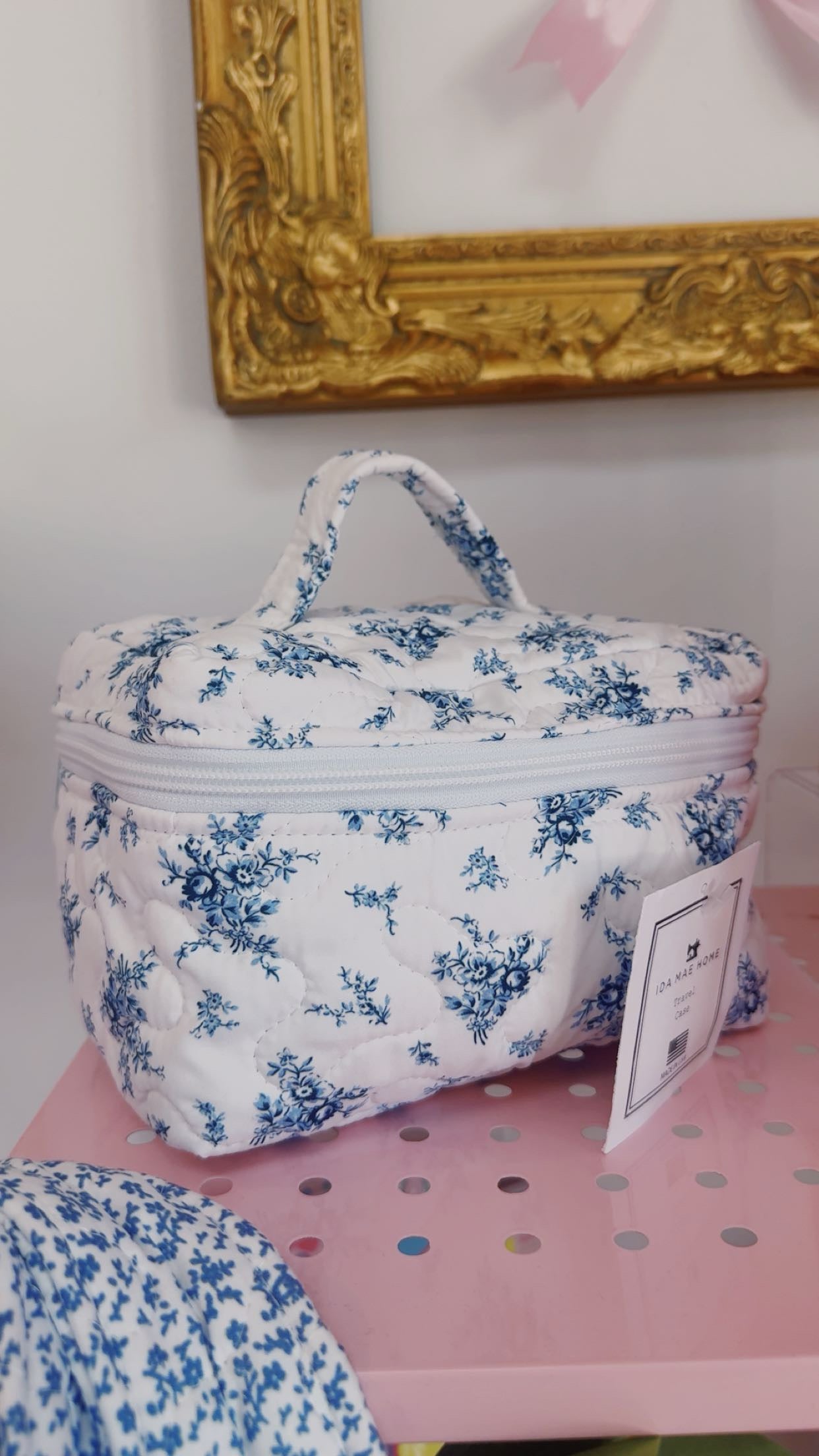 Picnic Floral Navy Quilted Travel Case
