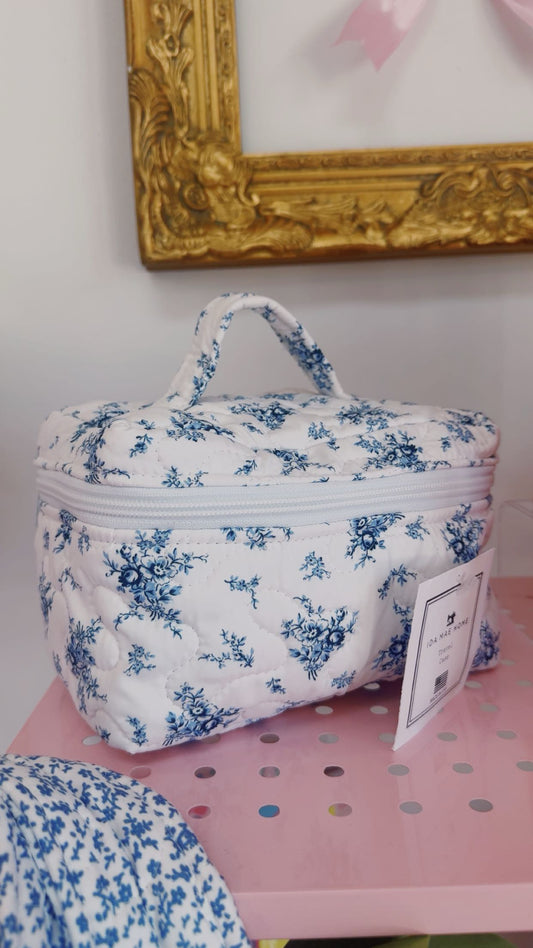 Picnic Floral Navy Quilted Travel Case