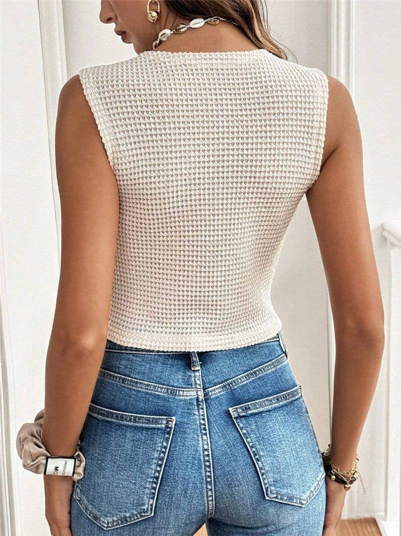 Textured waistcoat Buttoned tank top