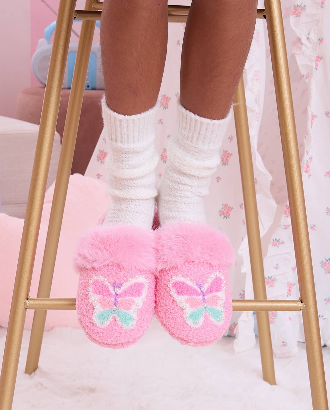 Pink Butterfly Slippers (4 PACK)