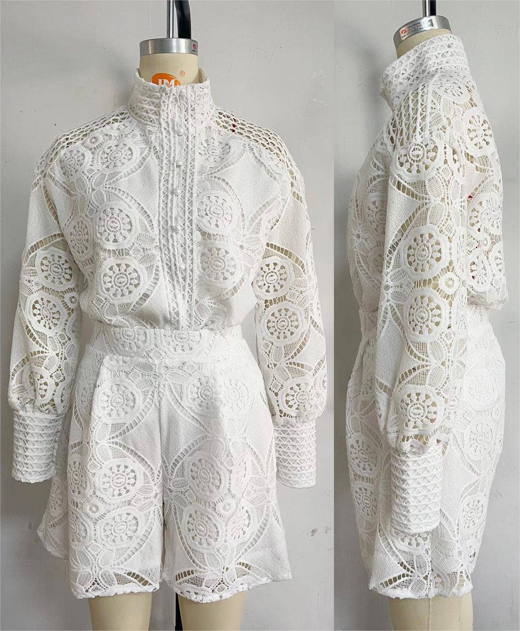 Cut out top lace shorts sets