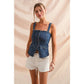 BUTTON DOWN FITTED SLEEVELESS DENIM TOP