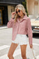 Women Striped Long Sleeve Button Down V Neck