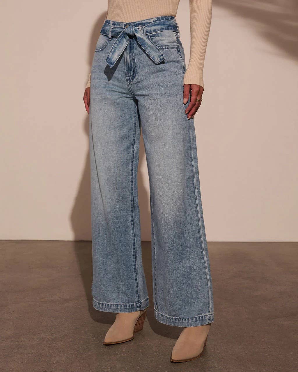 High Waist Tie-Waist Jeans