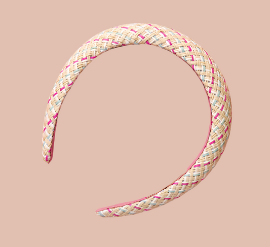 Lilly Pink & Blue Rattan Headband