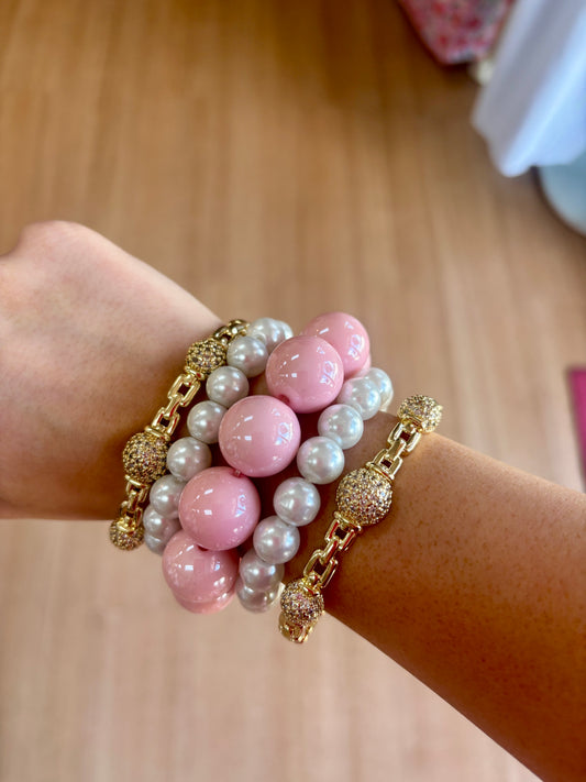Light Pink Chunky Bubble Bead Stretch Bracelet