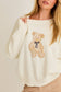 LONG SLEEVE CREW NECK TEDDY BEAR GRAPHIC SWEATER