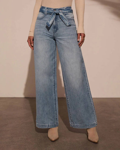 High Waist Tie-Waist Jeans