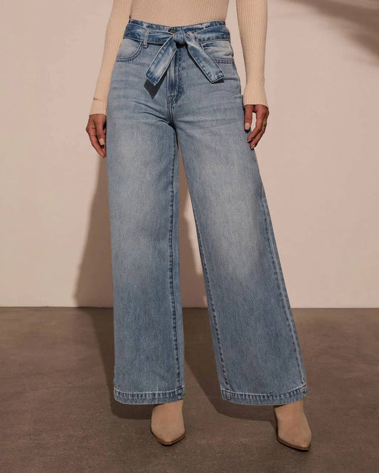 High Waist Tie-Waist Jeans