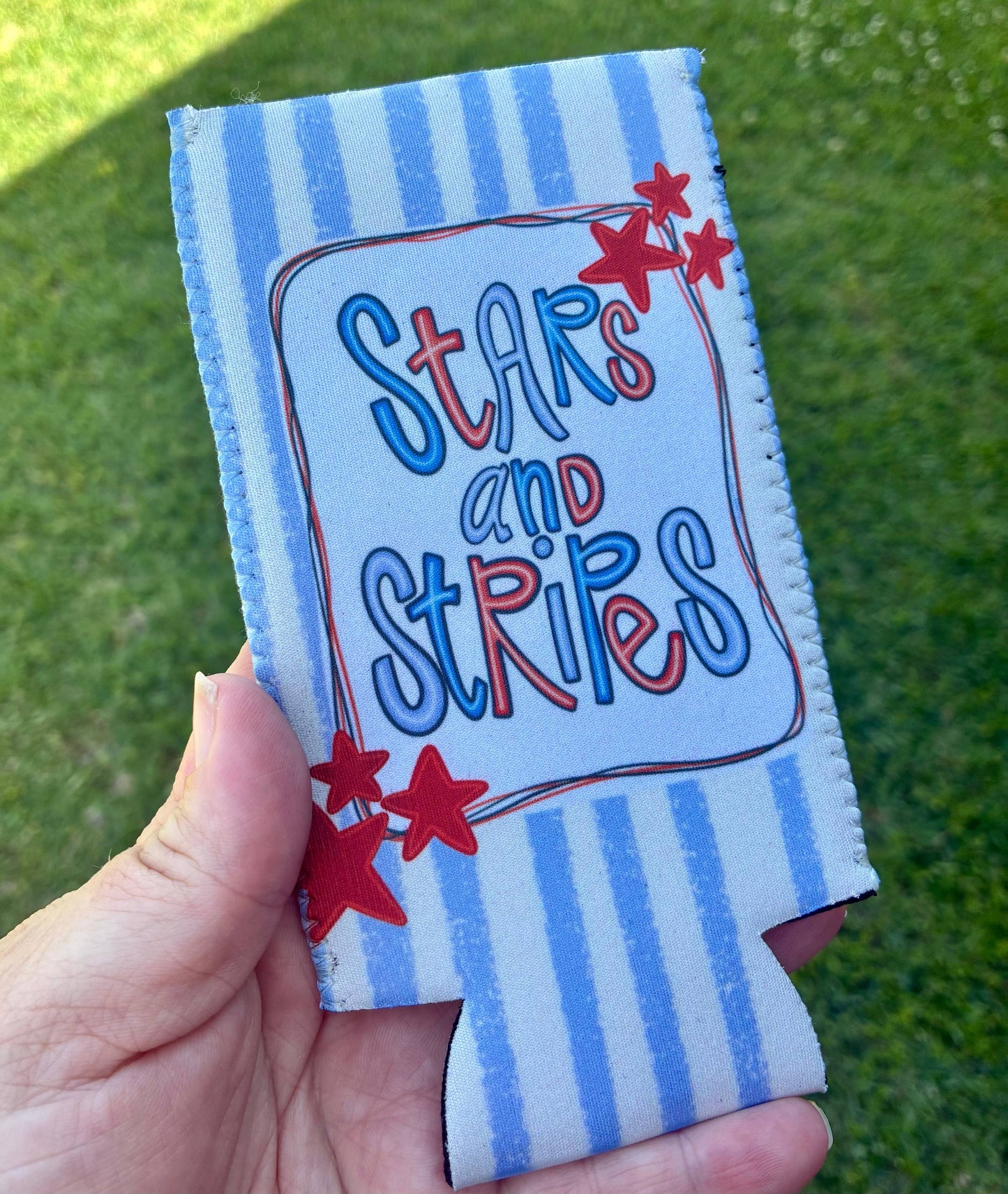 Stars and Stripes patriotic koozie for the 4th of July