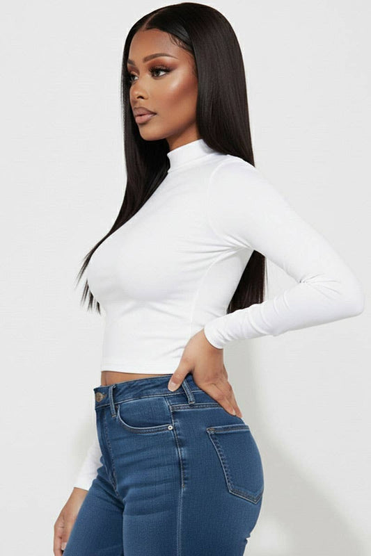 Mock Neck Solid Top