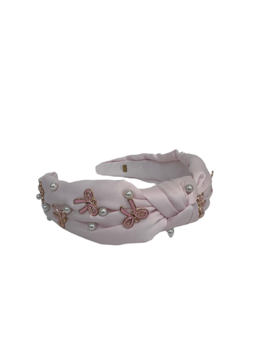 Assortment of cotton metal bow charms and pearls knot headband