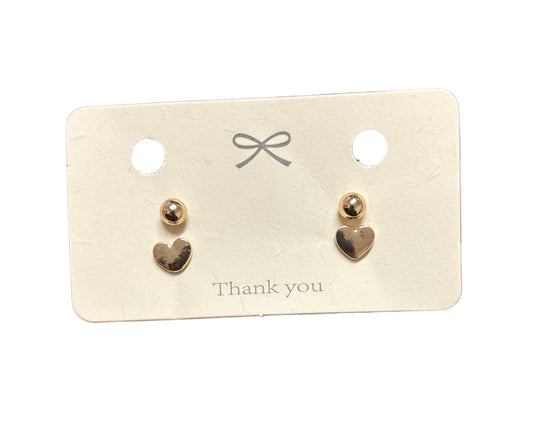 Gold Pearl/Heart Earring Set