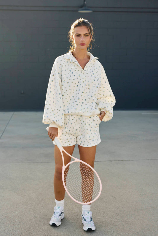 Piper Snap Button Floral Collared Sweater