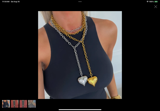 Chanstuttpearls Long Gold Heart Chain Necklace