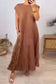 Pleated maxi flare swing dress Loose A-line tee dress