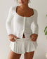 Stylish Long Sleeve Cardigan Shorts Loungewear Set