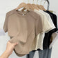 Fishbone Round Neck Slim Fit Solid Color T-Shirt
