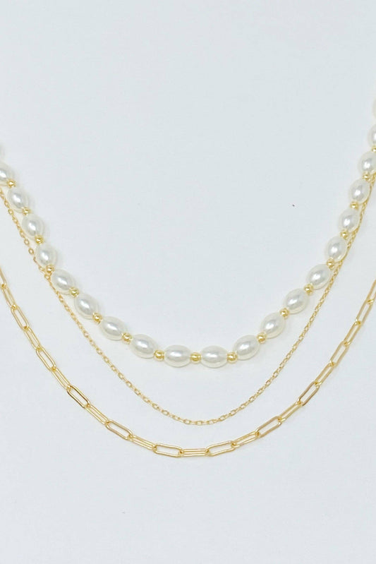 Layered Pearl And Chain Necklace