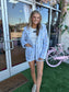Bella Stripe Blue Quilted Snap Jacket