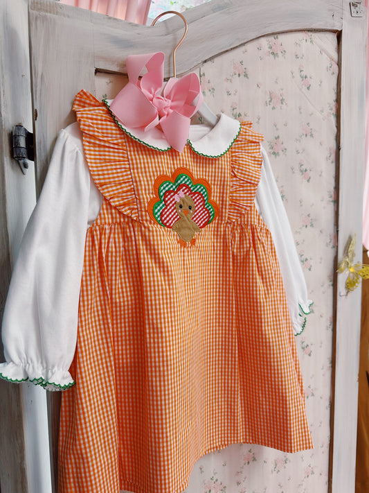 Orange Gingham Turkey Dress